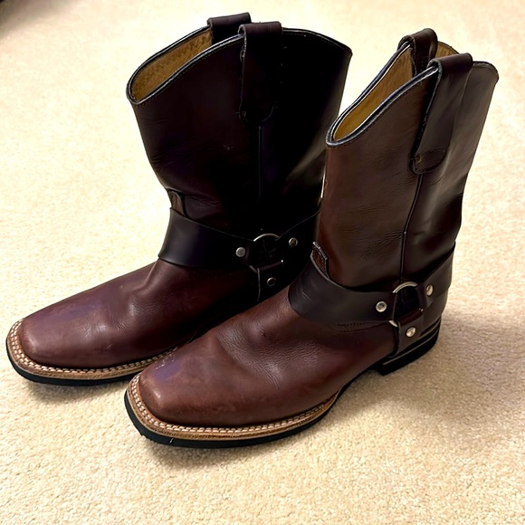 Men’s leather square toe brown boots marked Mexico size 28 (10 1/2 - 11) - Picture 1 of 13